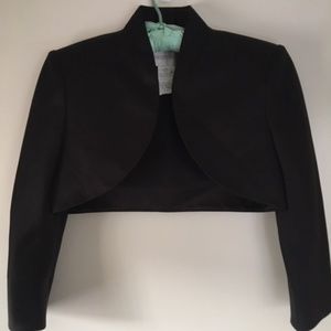 David's Bridal Black Satin Bolero Jacket Size 4